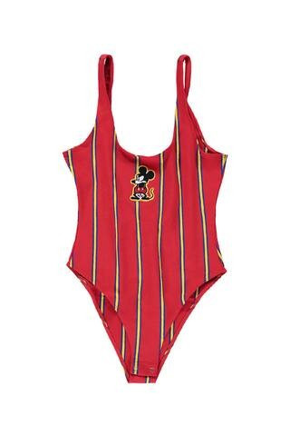 Mickey Mouse Patch Striped Bodysuit | Forever 21 (US)