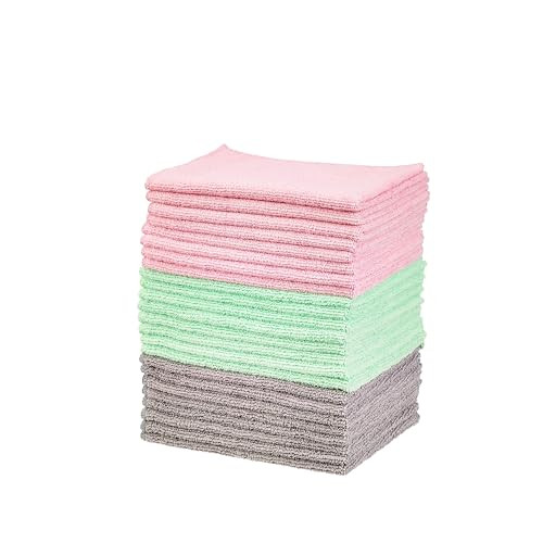 Amazon Basics Microfiber Cleaning Cloths, Ultra-Soft and Highly Absorbent, Streak-Free, Lint-Free... | Amazon (US)