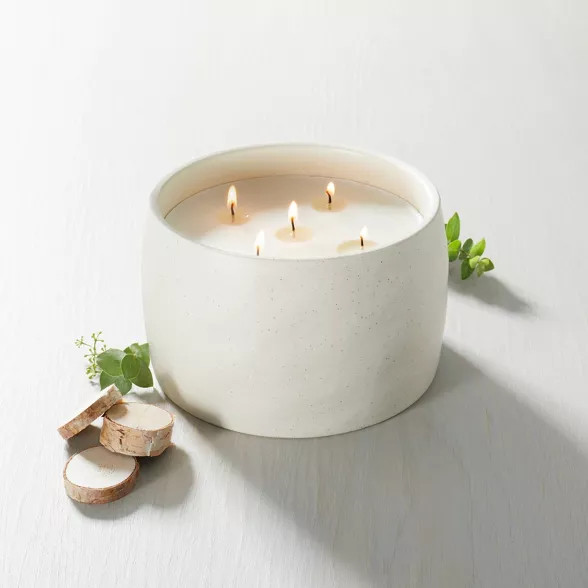 35oz Birch & Amber 5-Wick Speckled Ceramic Fall Candle - Hearth & Hand™ with Magnolia | Target