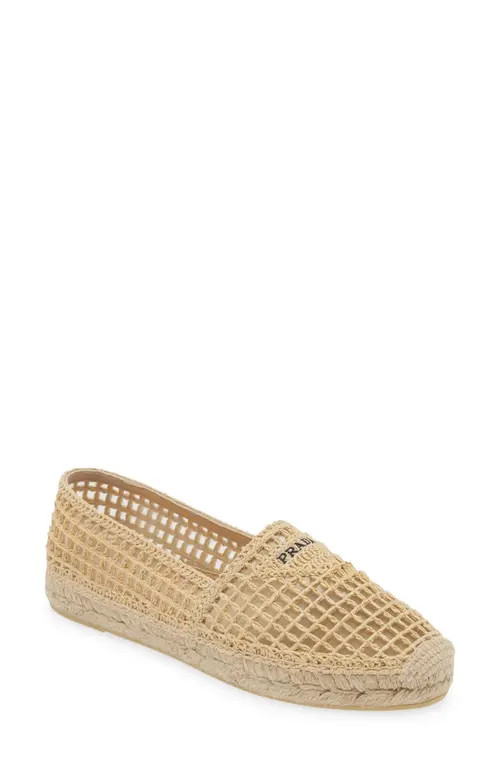 Prada Woven Raffia Espadrille in Natural/Black at Nordstrom, Size 8Us | Nordstrom