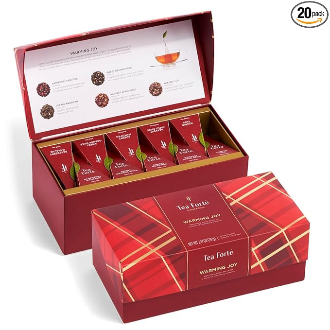 Tea Forte Warming Joy Tea Bags Gift Set, Holiday Spice Tea Sampler with 20 Pyramid Tea Influsers ... | Amazon (US)