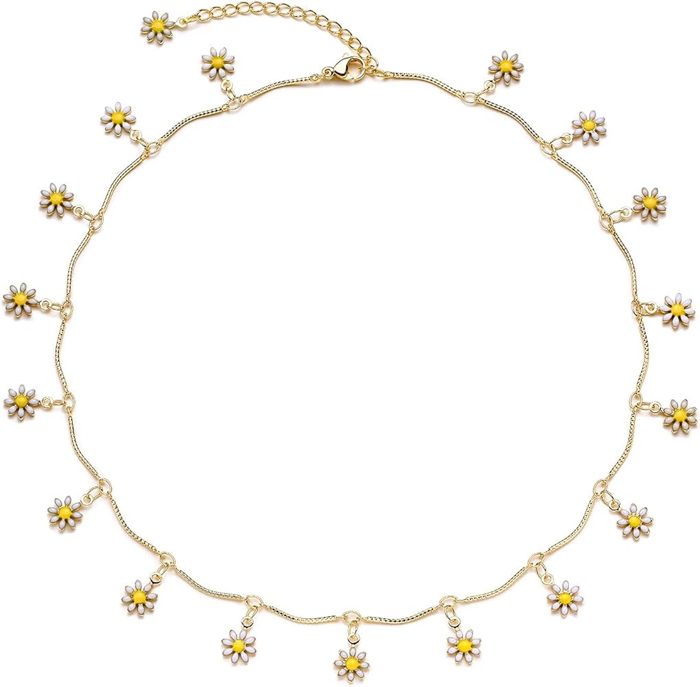 Valloey Rover Choker Necklace for Women 14k Gold Plated Dainty Rope Short Chain Necklace | Amazon (US)