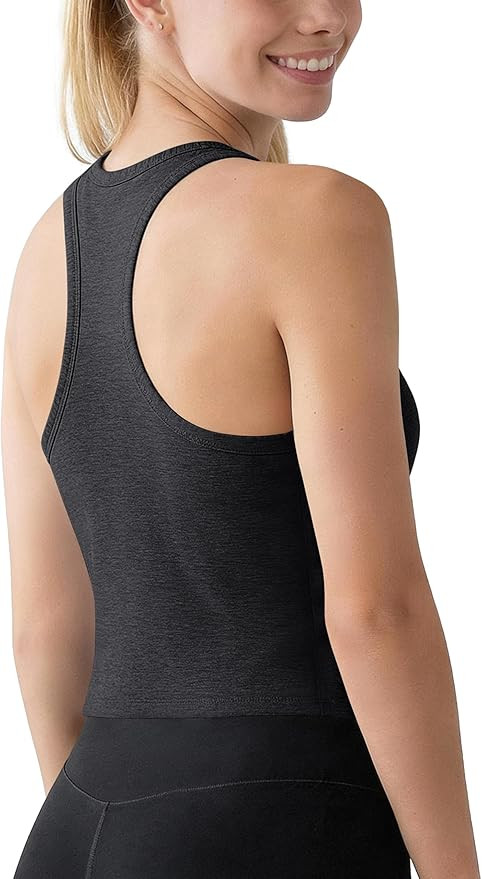ODODOS Performance Racerback Crop Tank with Built-in Bra for Women, Ultra Soft odSTRATUM Tech, Li... | Amazon (US)