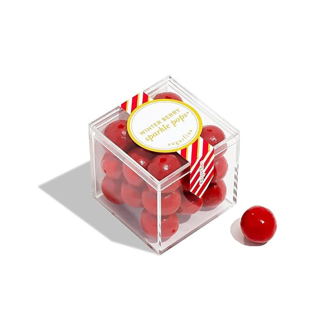 Sugarfina Holiday Winter Berry Cranberry Sparkle Pops Candy Cube | Amazon (US)