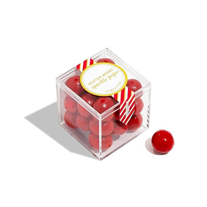 Sugarfina Holiday Winter Berry Cranberry Sparkle Pops Candy Cube | Amazon (US)