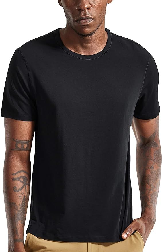 CRZ YOGA Men's Lightweight Pima Cotton Workout Shirts Athletic T-Shirt Quick Dry Short Sleeve Shi... | Amazon (US)