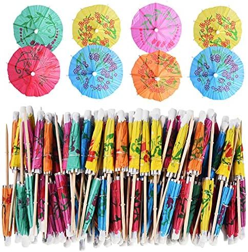 ALINK 144-Pack Cocktail Drink Umbrella Picks, Cupcake Toppers, Luau Parasols Toothpicks for Tropical | Amazon (US)