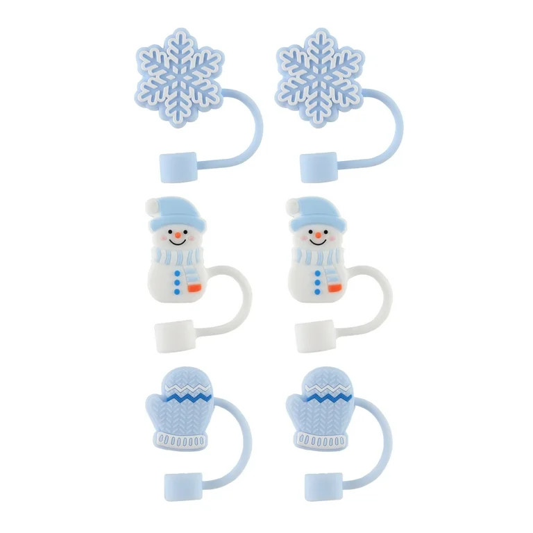 Cook With Color 6-Piece Silicone Holiday Straw Toppers – Snowflake, Snowman & Mitten Designs, R... | Walmart (US)