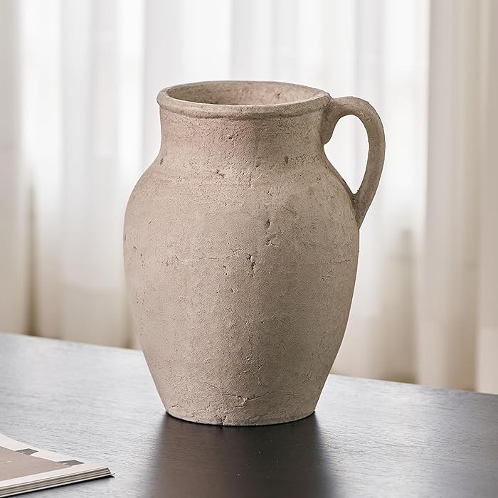 LB2 Rustic Large Ceramic Vase, 13.6" Tall Zen Style vase, Terra Cotta Pitcher Vase, Distressed Fa... | Amazon (US)