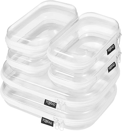 YQBRAO 6 Pack Clear Hard Shell Beauty Organizer (2M+4S), 1.2mm Crush-Proof Cosmetic Case, Reinfor... | Amazon (US)