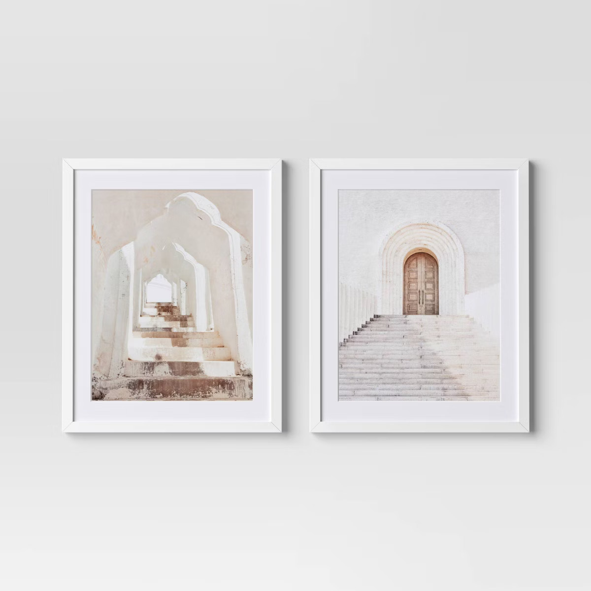 (Set of 2) 16"x20" Architecture Framed Arts Neutrals - Threshold™: Vertical Wall Art, Brown Fra... | Target