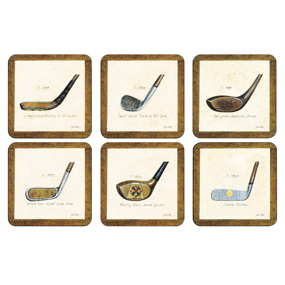 Pimpernel a History of Golf Coasters S/6 4"X 4" | Wayfair North America