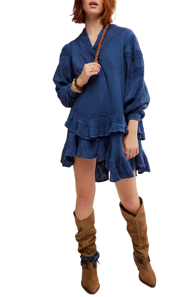 Free People Sachi Long Sleeve Ruffle Minidress | Nordstrom | Nordstrom