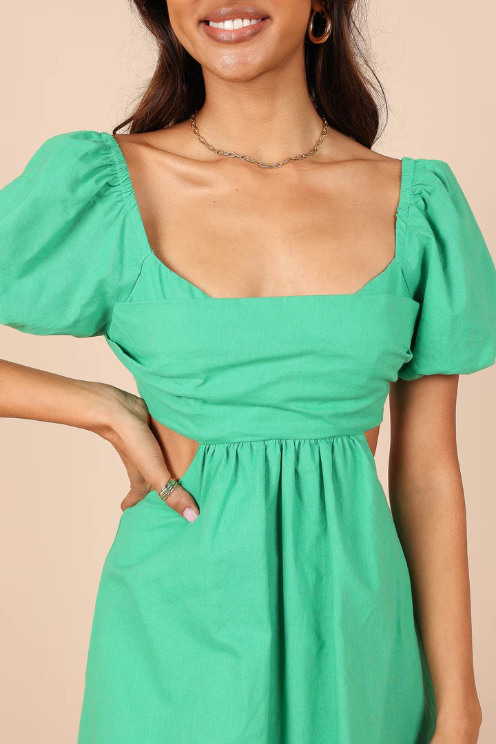 Jeanelle Bust Pleat Cutout Mini Dress - Green | Petal & Pup (US)