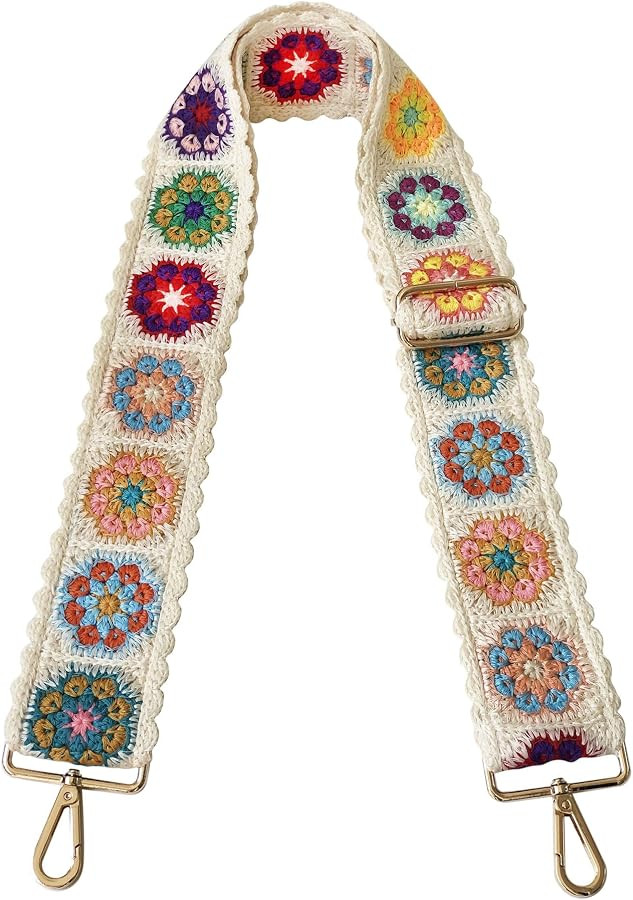 Purse Straps Replacement Crossbody for Handbags Crochet Flower Women Adjustable Bag Strap 2 inch ... | Amazon (US)