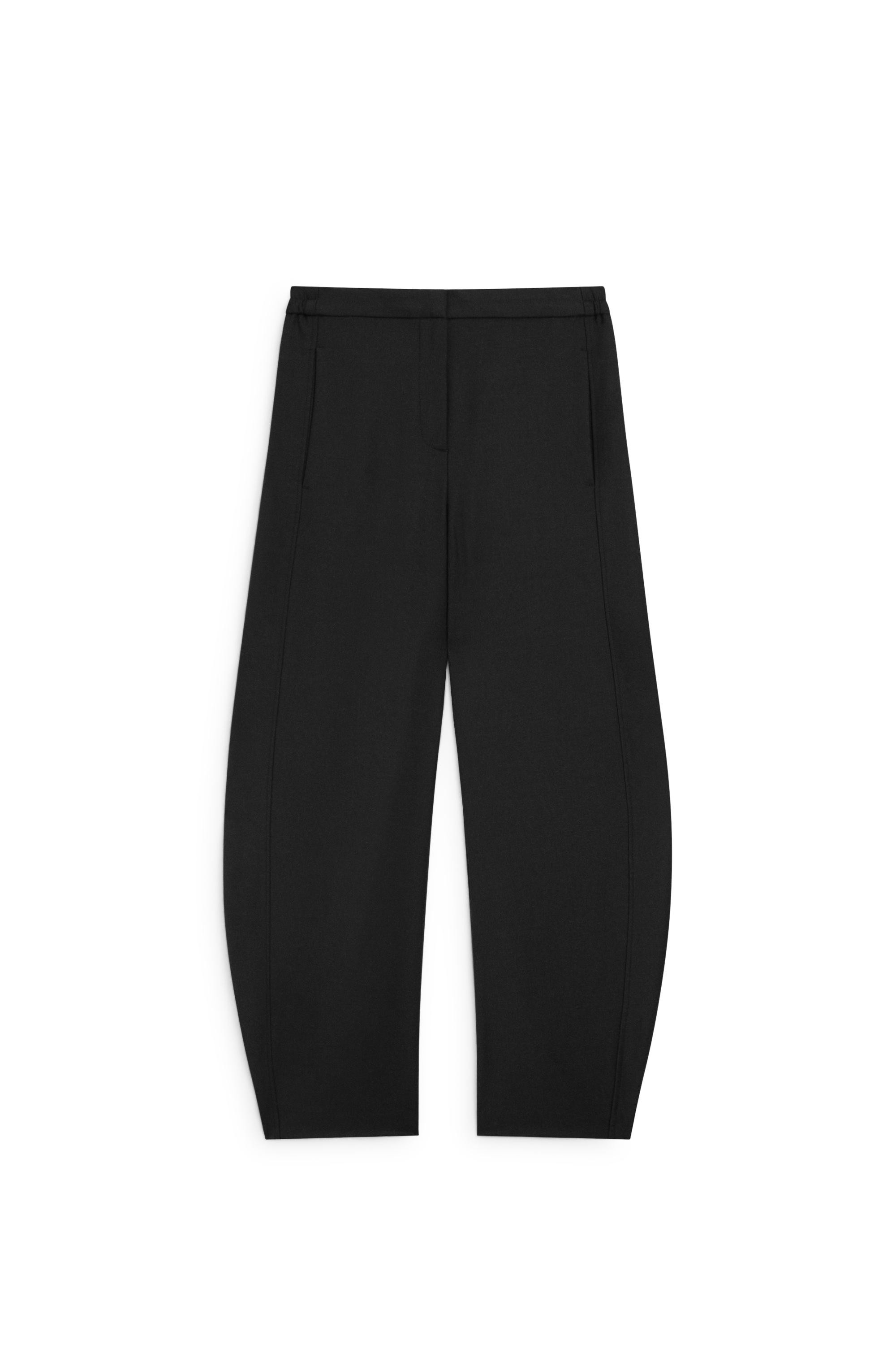 Flannel suede pants barrel fit - BLACK | Massimo Dutti US