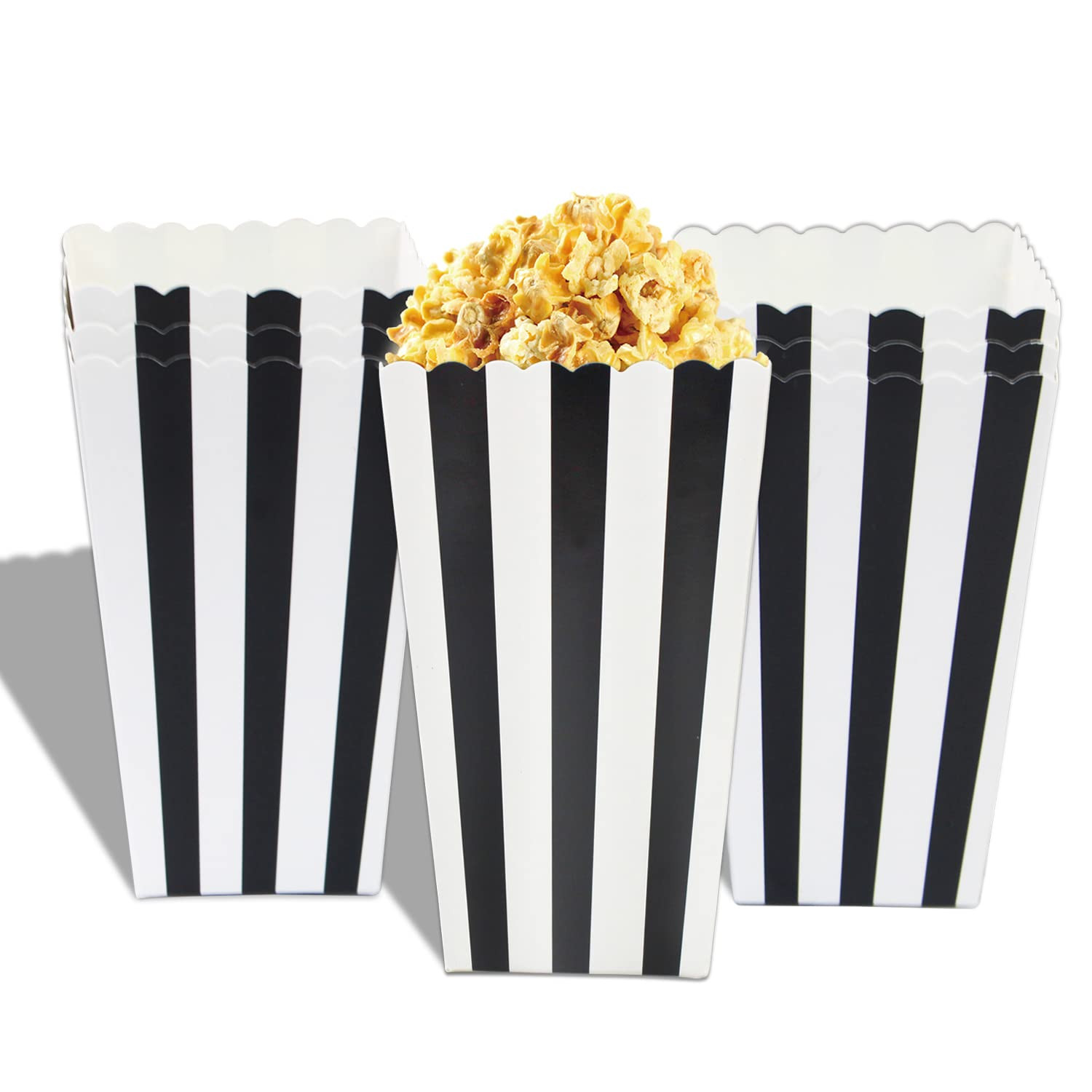 Black and White Striped Mini Paper Popcorn Boxes - Treat Boxes - Birthday Favor Box - Snack Boxes... | Amazon (US)