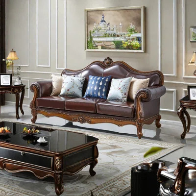 Teasa 86.6'' Genuine Leather Rolled Arm Sofa | Wayfair North America
