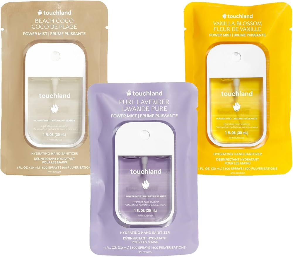 Touchland Power Mist Hydrating Hand Sanitizer Spray, FLORAL Trio Set (Beach Coco, Pure Lavender, ... | Amazon (CA)