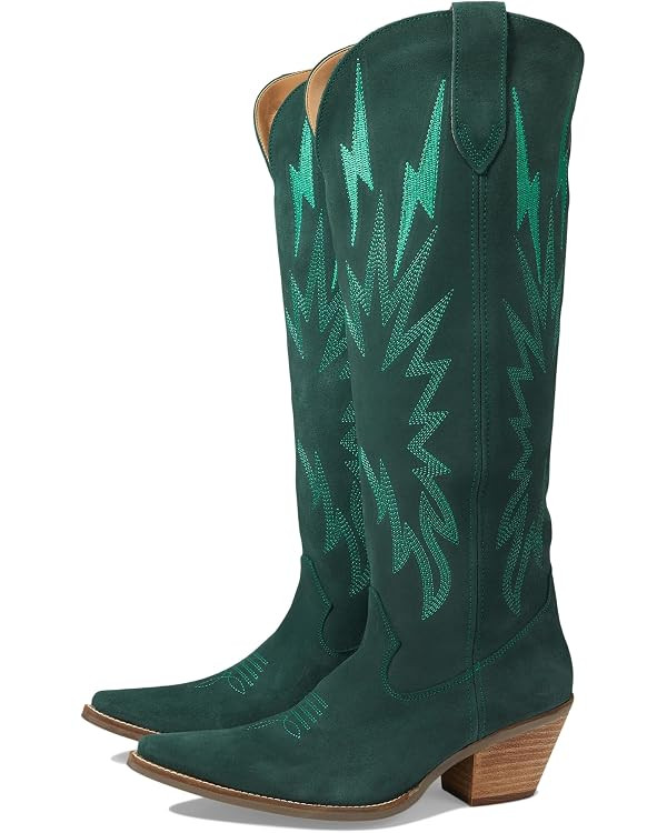 Dingo Womens Thunder Road Embroidered Snip Toe Casual Boots Knee High Mid Heel 2-3" | Amazon (US)
