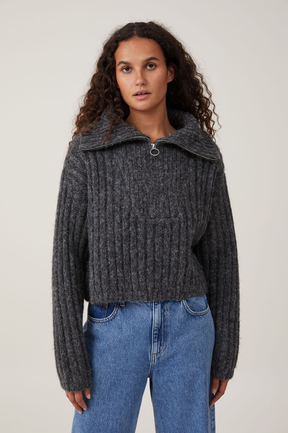 Luxe Crop Collar Half Zip Pullover | Cotton On (US)