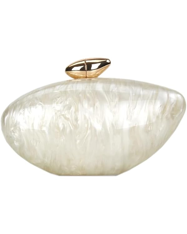 Shell Shape Acrylic Clutch Trendy Metallic Acrylic Evening Bag Shiny Egg Purses and Handbags for ... | Amazon (US)