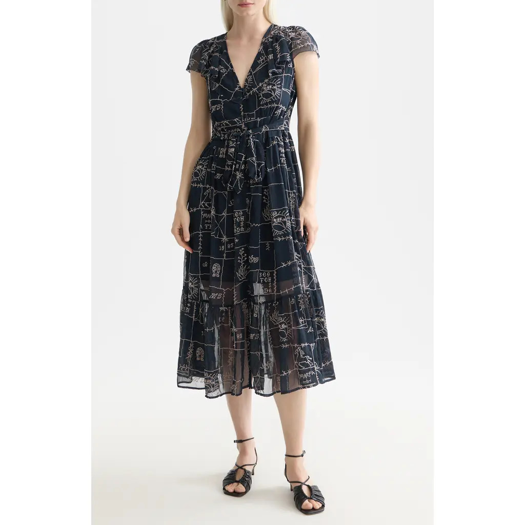 Scotch & Soda Cross Stich Embroidery Dress in Carbon at Nordstrom, Size 12 Us | Nordstrom
