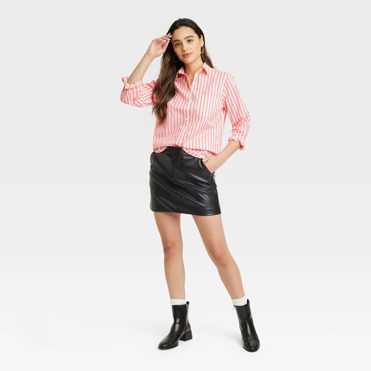 Women's Slim Fit Boyfriend Tailored Long Sleeve Button-Down Shirt - A New Day™ | Target