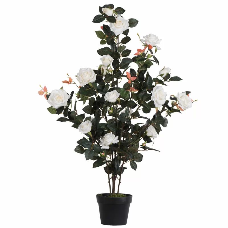 45" Artificial Red Rose Plant in Pot | Wayfair North America