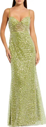 Mac Duggal Embellished Mesh Sleeveless Bustier Gown | Nordstrom | Nordstrom