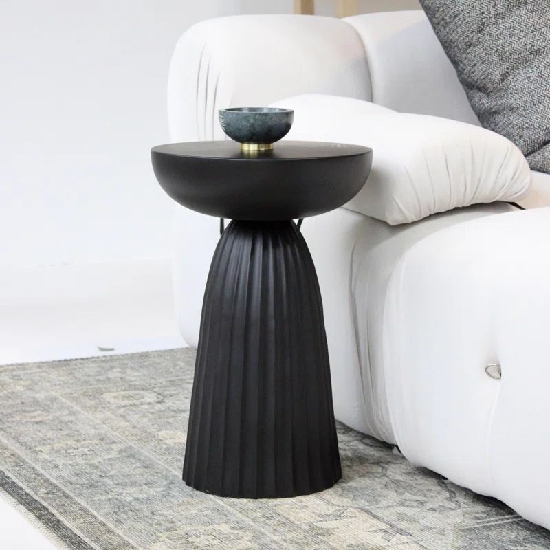 Cinched Metal Round Pedestal Accent Table | Wayfair North America