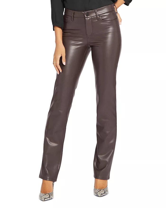 Marilyn Faux Leather High Rise Straight Jeans in Black | Bloomingdale's (US)