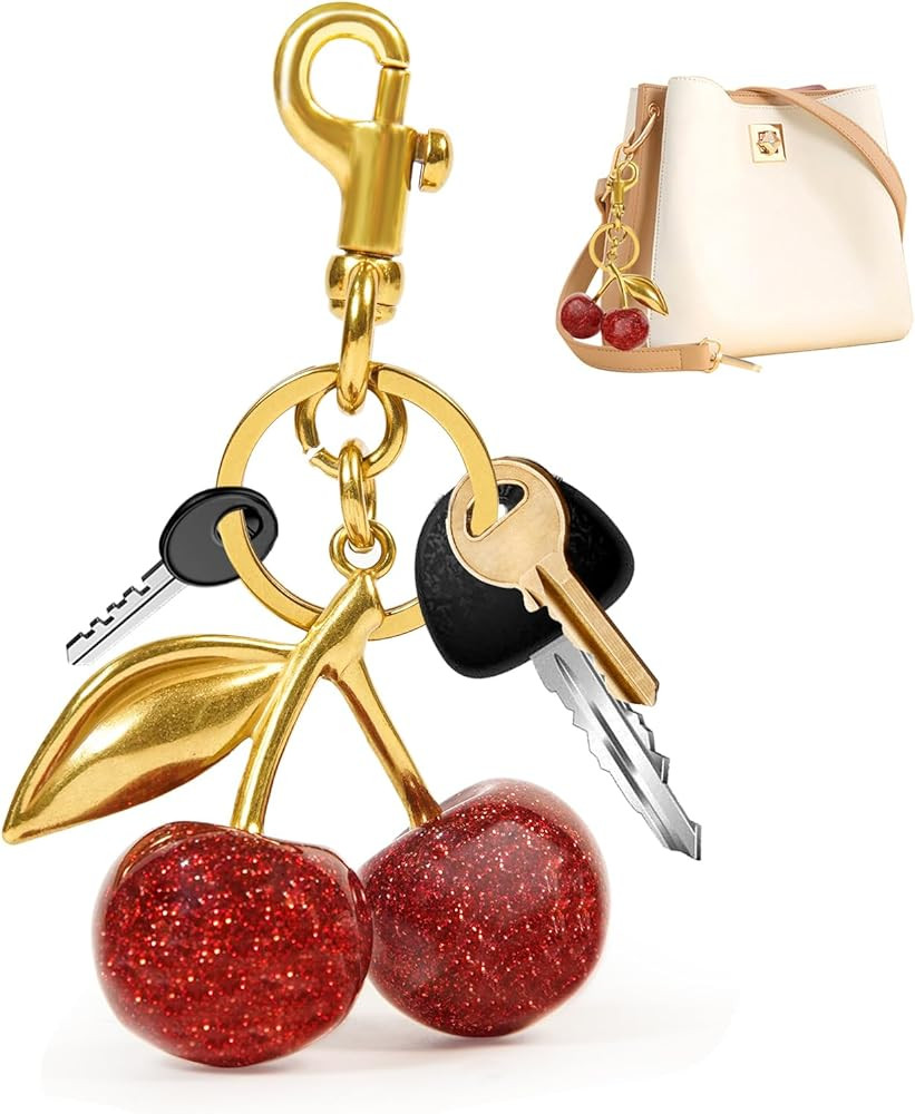 Topoem Cherry Keychain, Sparkling Resin Bag Charms for Handbags, Cherry Charm Accessory for Purse... | Amazon (US)
