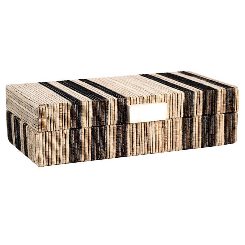Black Striped Hyacinth Decorative Box, 10x5.5 | At Home
