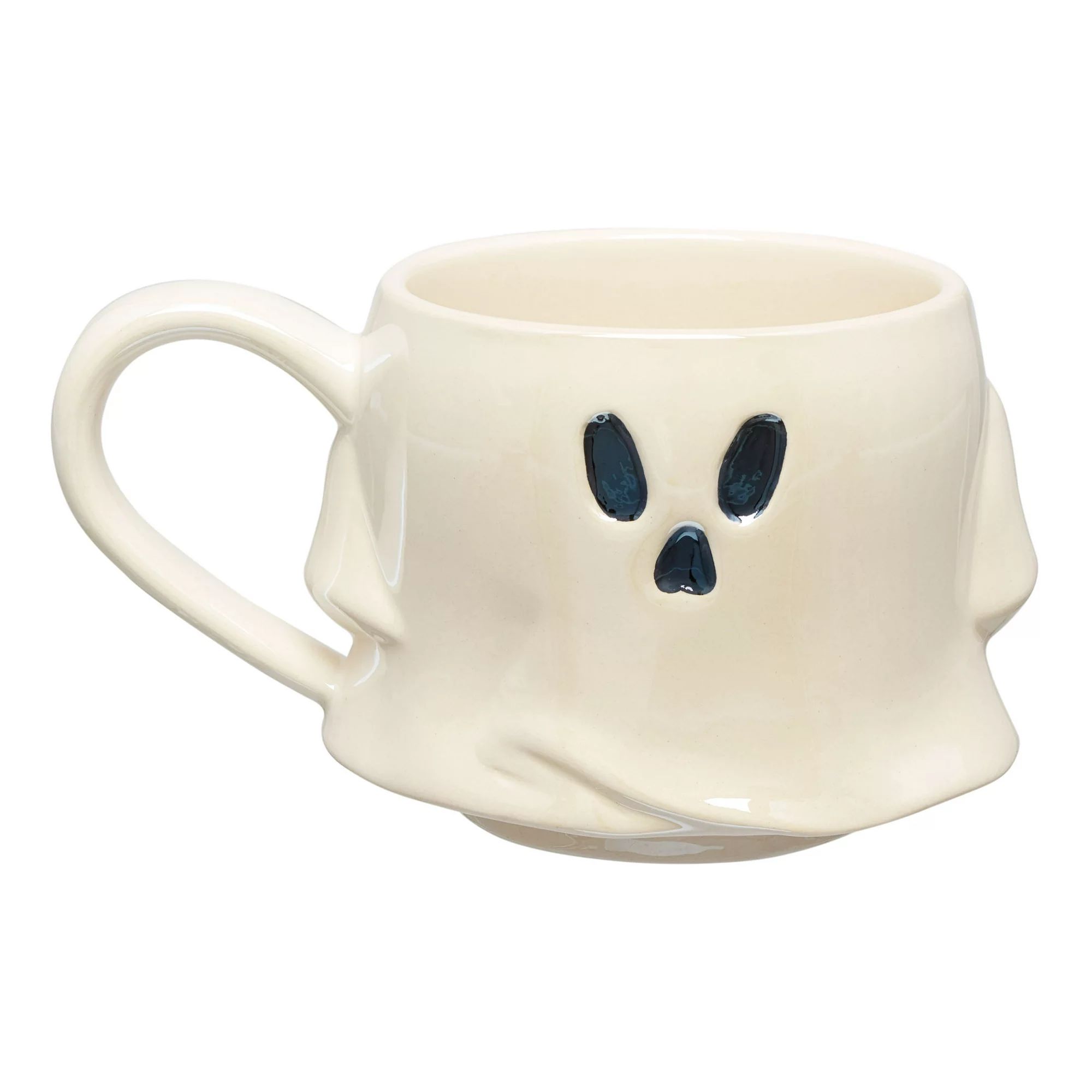 Way to Celebrate 4-Piece 13-Oz White Ghost-Shaped Glazed Ceramic Stacking Mug Set with Metal Rack | Walmart (US)