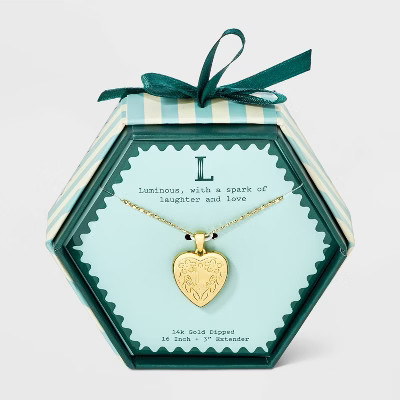 14K Gold Dipped Heart Charm L Initial Necklace - A New Day™ Gold | Target