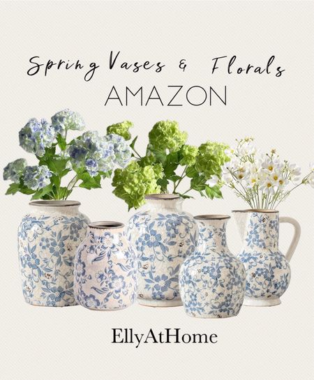 Pretty blue and white Spring vases and florals! Shop vintage vases in a variety of shapes and sizes, favorite spring hydrangeas florals, cosmos, tulips and more! Free shipping. Spring Amazon home decor accessories  

#LTKsalealert #LTKhome #LTKfindsunder50