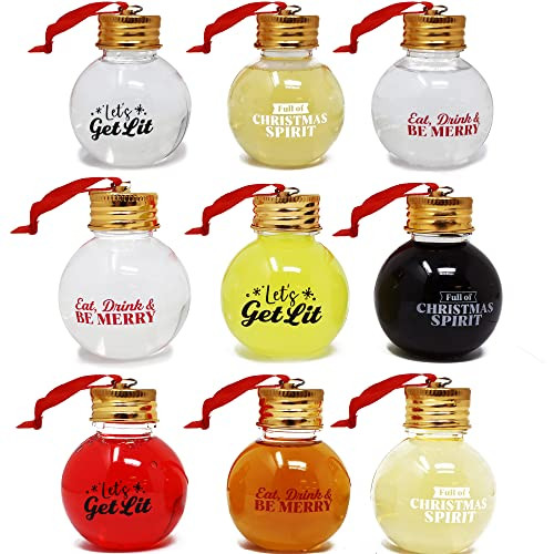 Joiedomi 9 Pcs Boozeball Christmas Ornaments Set 1.7 oz Fillable Ball Ornaments Christmas Decorations for Christmas Holiday Indoor and Outdoor Christmas Decorations | Amazon (US)