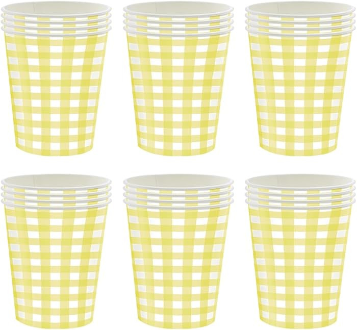 GSHLLO 60 Pcs 9 Oz Checkered Paper Drinking Cups Birthday Cold Beverage Cup Picnic Themed Party C... | Amazon (US)