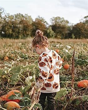 Toddler Infant Baby Girl Boy Halloween Outfit Pumpkin Sweatshirt Oversized Onesie Bubble Romper S... | Amazon (US)