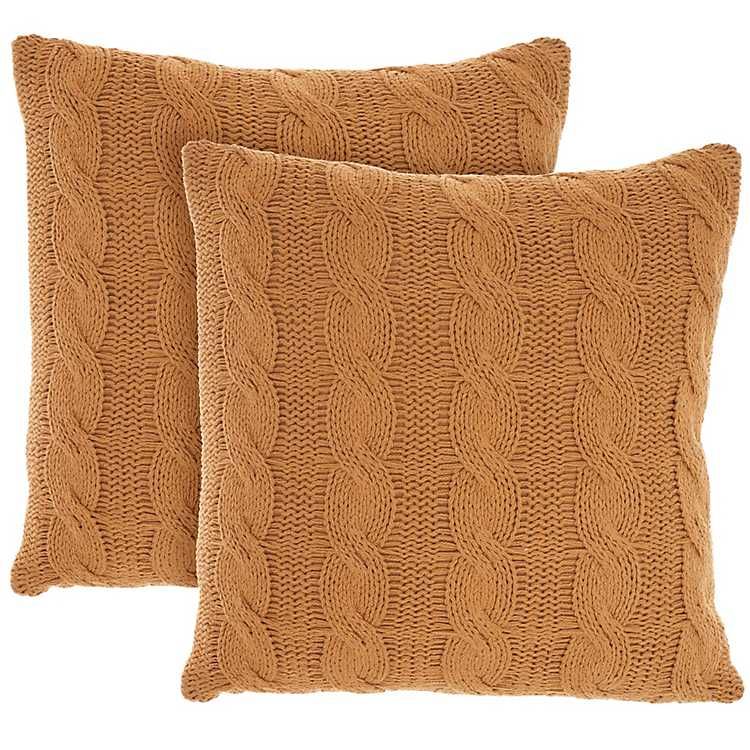 Marigold Cable Knit Throw Pillows, Set of 2 | Kirkland's Home