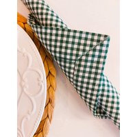 Green Gingham Linen Napkins, Dining Table Decor, Farmhouse Water Proof Handmade Gifts | Etsy (US)