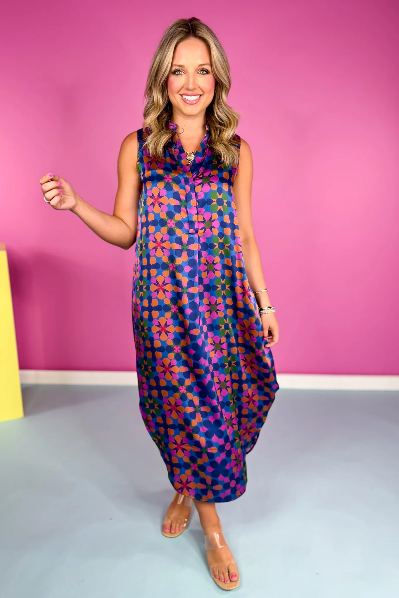 SSYS Gwen Dress In Navy Geometric Floral | Shop Style Your Senses