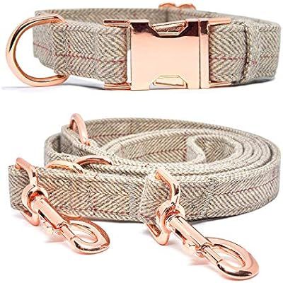 BYLEEDUR Heavy Duty Dog Collar and Leash (6.6') Set, Exceptionally Elegant with Rose Gold, 3 Adju... | Amazon (US)