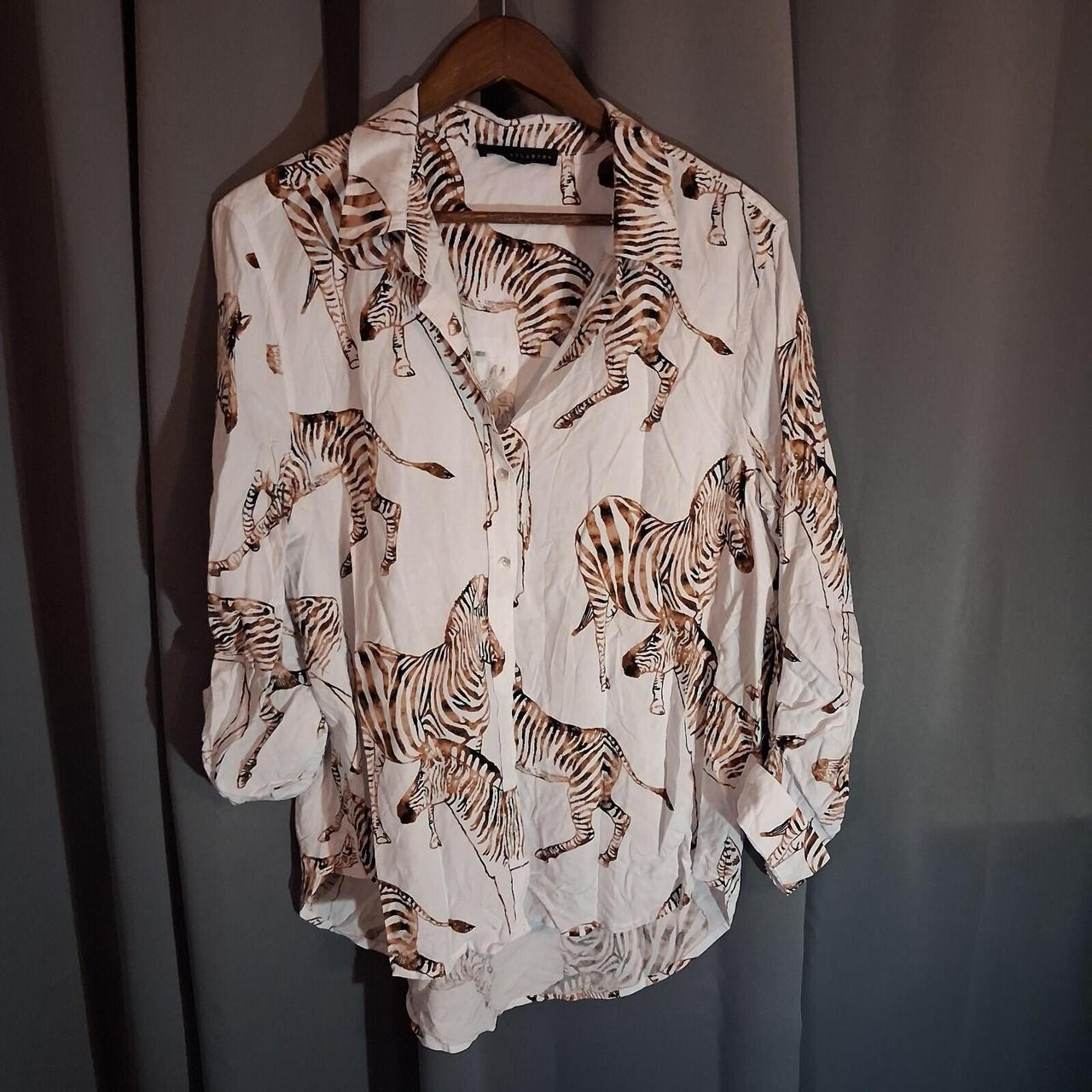 Jane + Delancey XL Rayon Zebra Print Button-Up... | Depop | Depop US