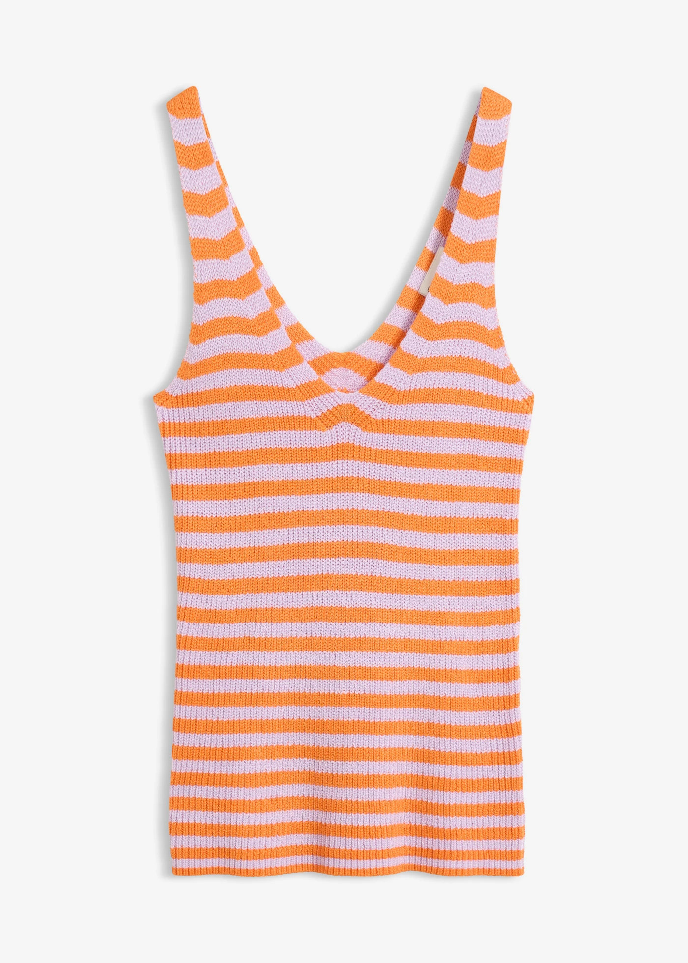 Gebreide top van een viscosemix zacht lila/feloranje gestreept | Bonprix NL (Influencer)