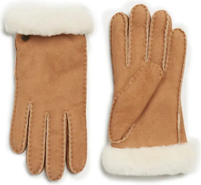 UGG Genuine Dyed Shearling Slim Side Vent Gloves | Nordstrom Rack