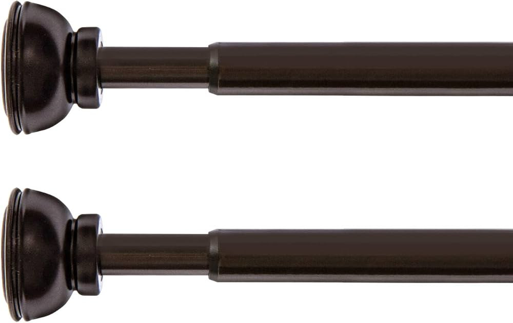 KXLIFE 1/2-inch Decorative Spring Tension Curtain Rod 2 Pack, Tension Drapery Rod for Window, Bro... | Amazon (US)