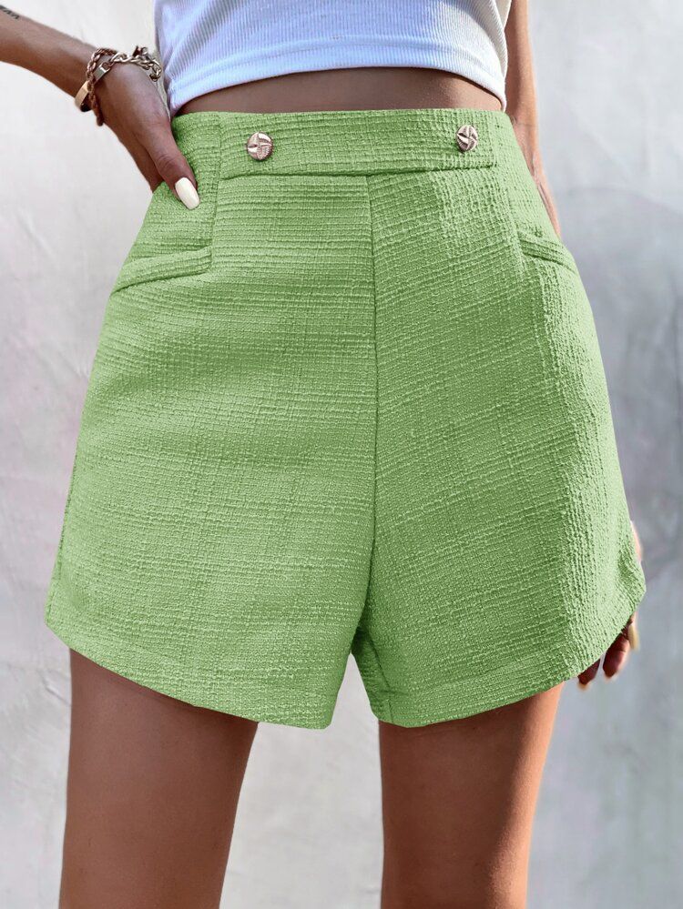 Tweed Pocket Front Shorts | SHEIN
