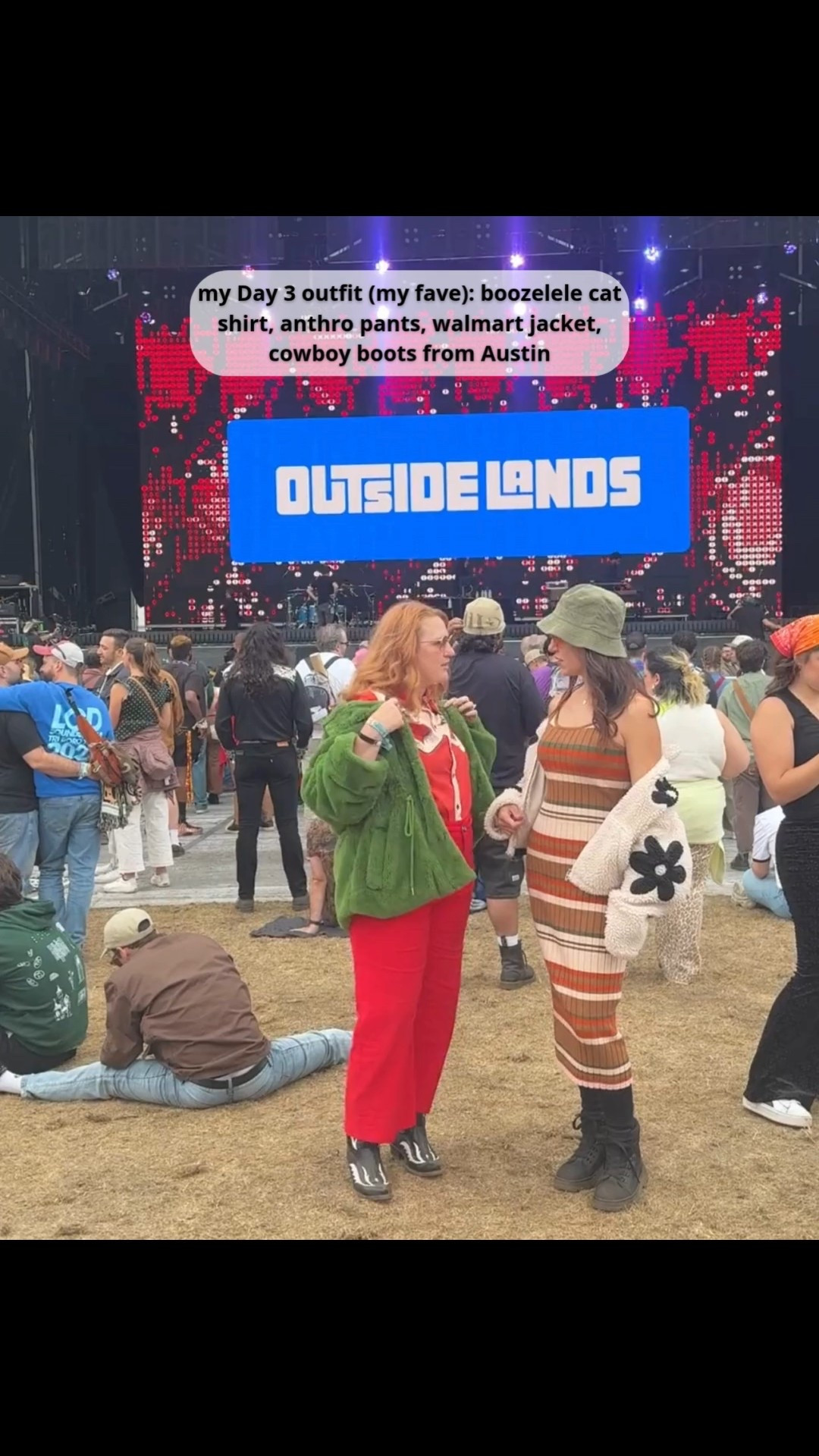 Outside lance music festival outfit day, three wearing Anthropologie, pants, a cowboy cat shirt and my favorite Walmart jacket this green fluffy jacket from Walmart is always so fun for music festivals 
#walmart #catshirt #outsidelands #size14

#LTKParties #LTKMidsize